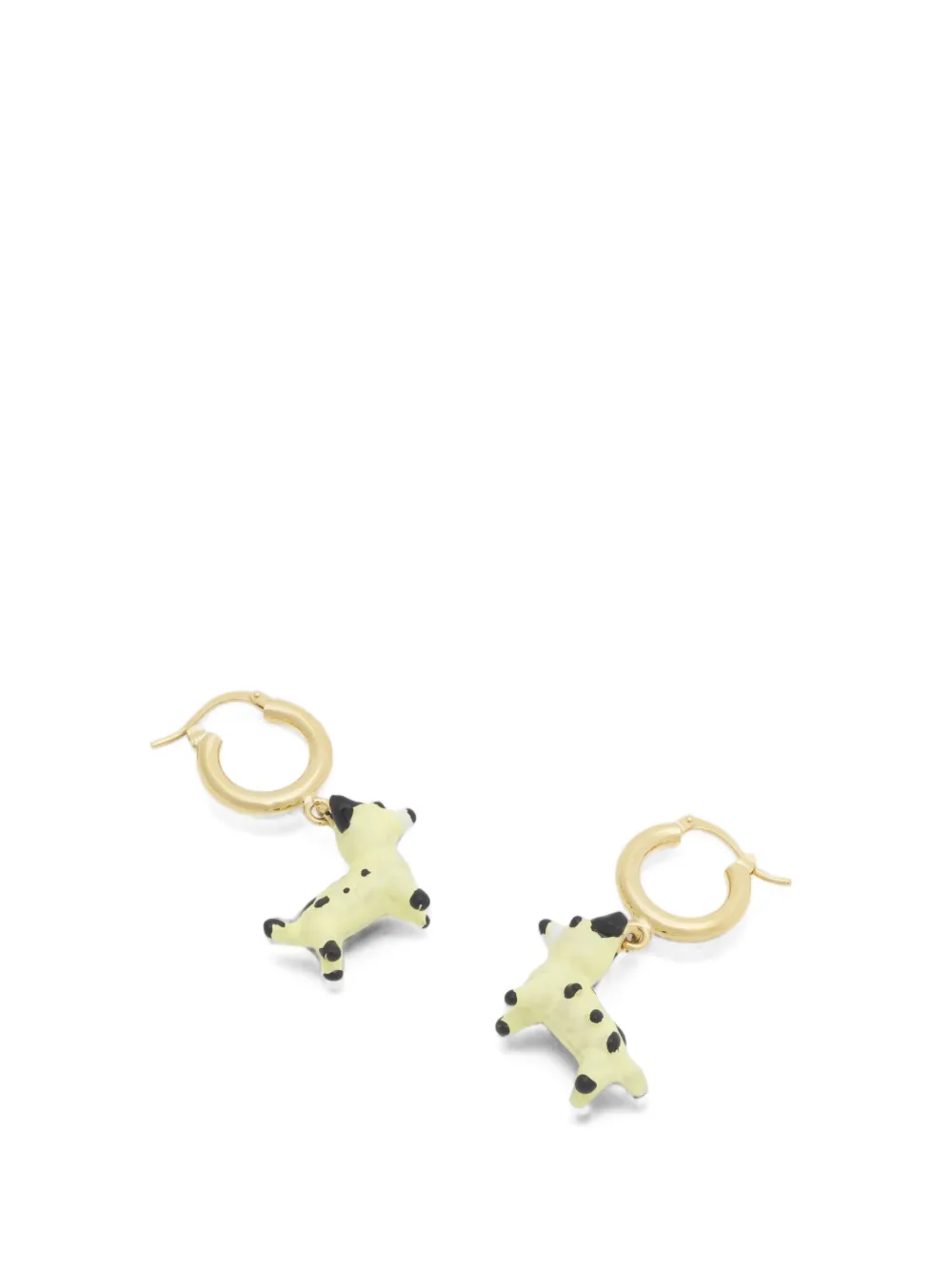 Marni enamelled dog-charm hoop earrings - Oro