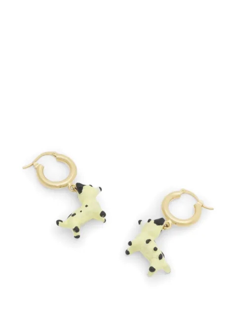 Marni enamelled dog-charm hoop earrings