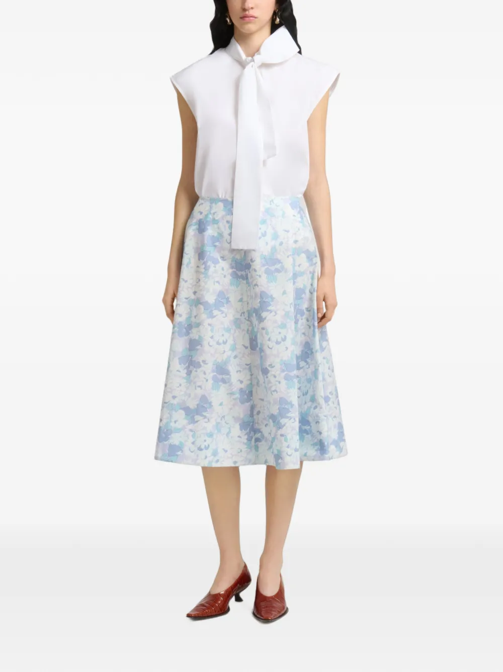 Marni Popeline midi-rok met Pop Flowers-print Wit