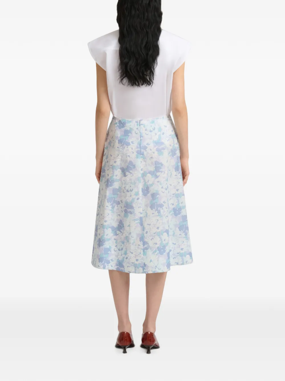 Marni Popeline midi-rok met Pop Flowers-print Wit