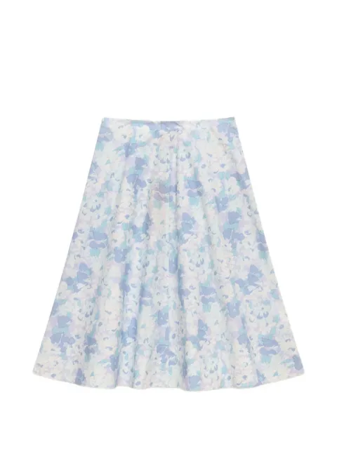 Marni white poplin midi-skirt with Pop Flowers print