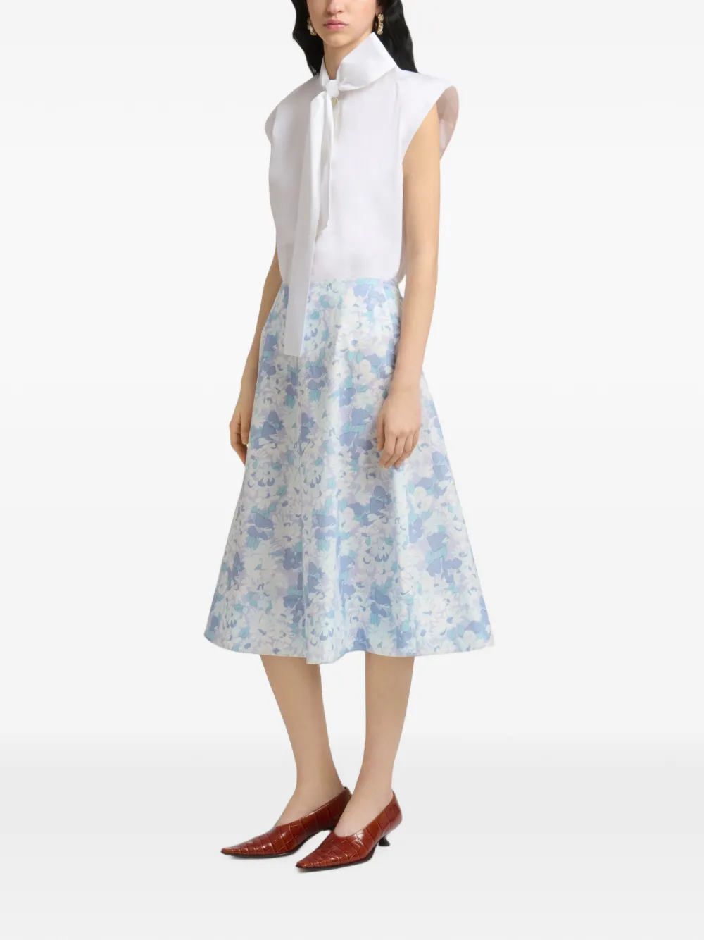 Marni Popeline midi-rok met Pop Flowers-print Wit