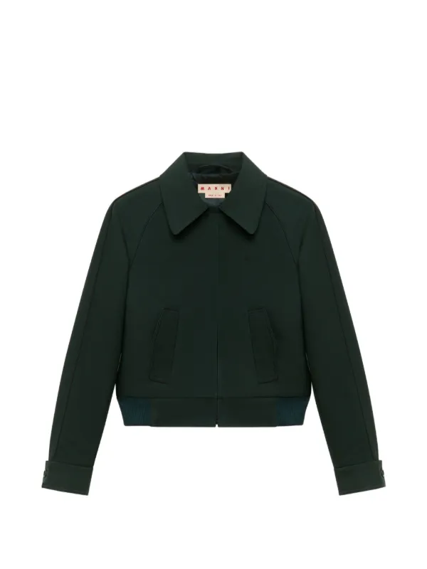 Marni Piping-detail Raglan-sleeve Jacket in Green