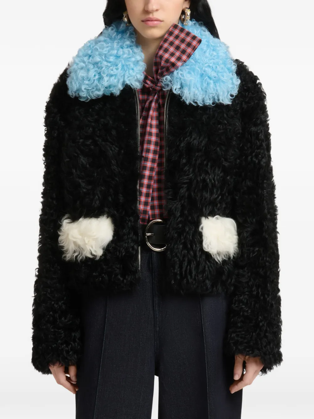 Marni Lammy jack met colourblocking details Zwart
