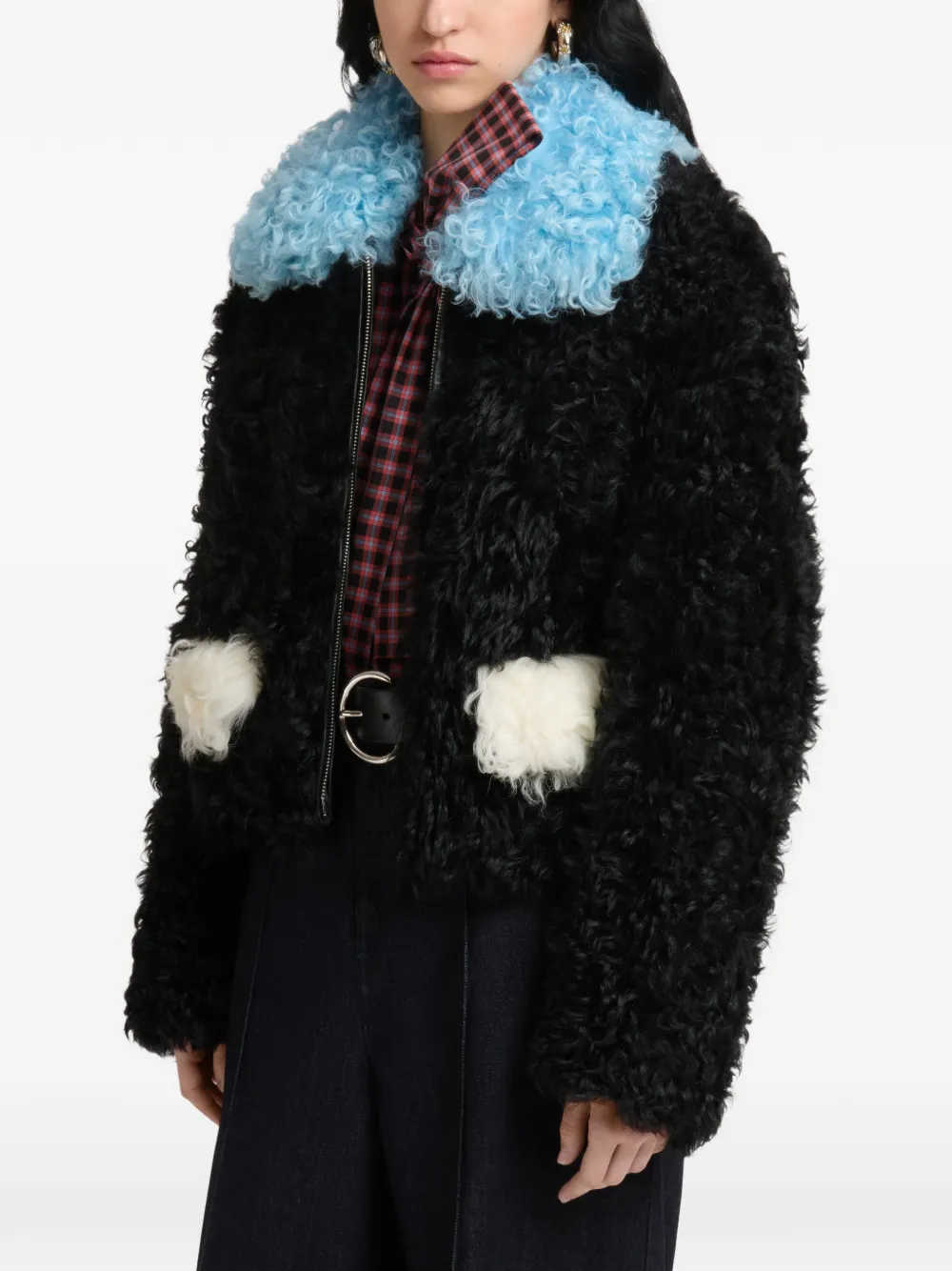 Marni Lammy jack met colourblocking details Zwart