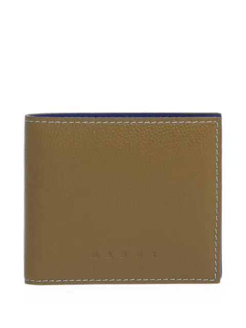 Marni light brown leather bifold wallet with contrast stitching