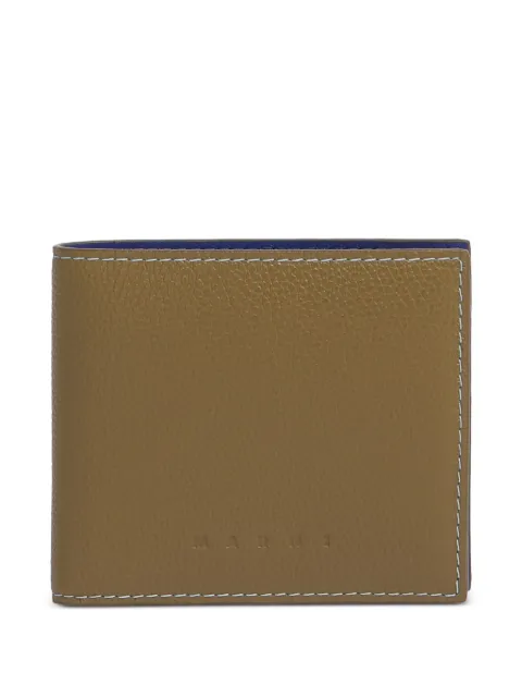 Marni light brown leather bifold wallet with contrast stitching