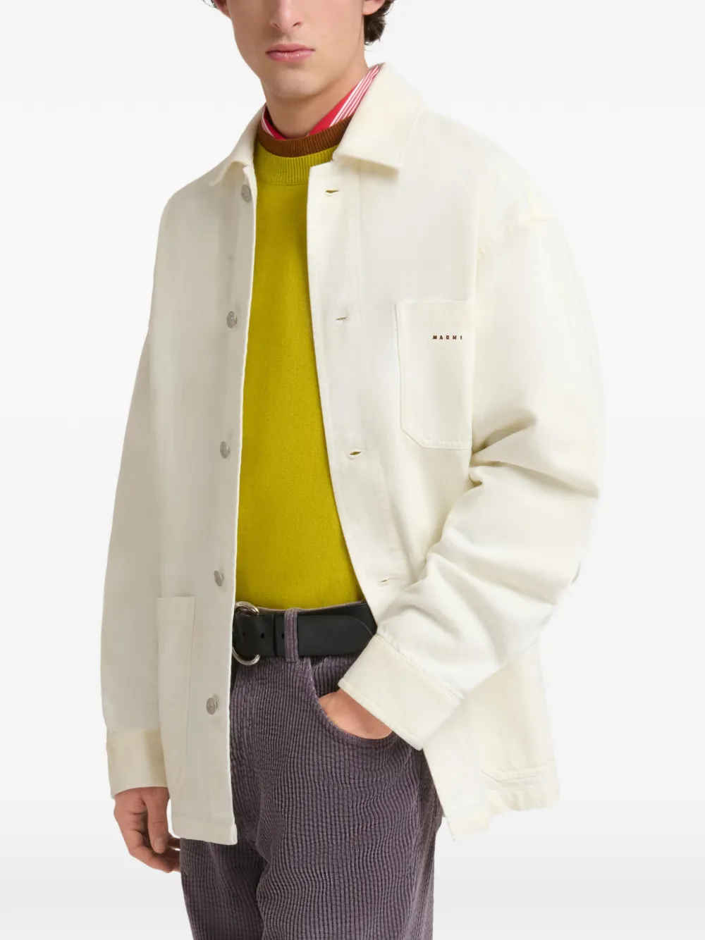 Marni Overhemd met opgestikte zak Beige