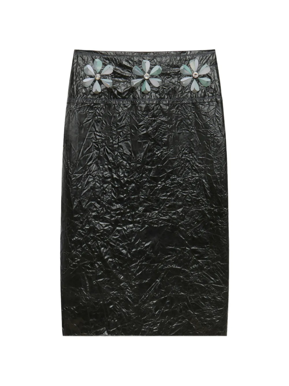Marni Gonna midi increspata con dettaglio margherite - Nero