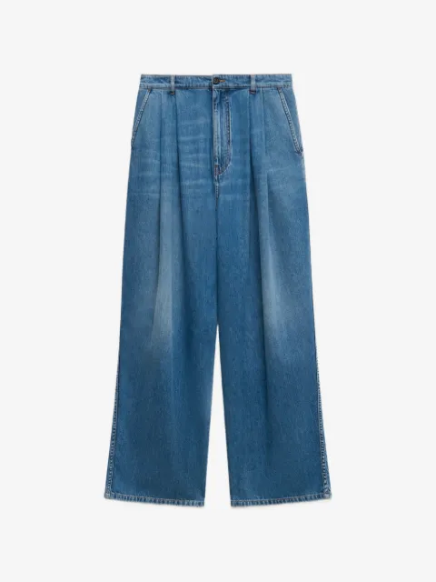 Marni blue denim trousers with double pleats