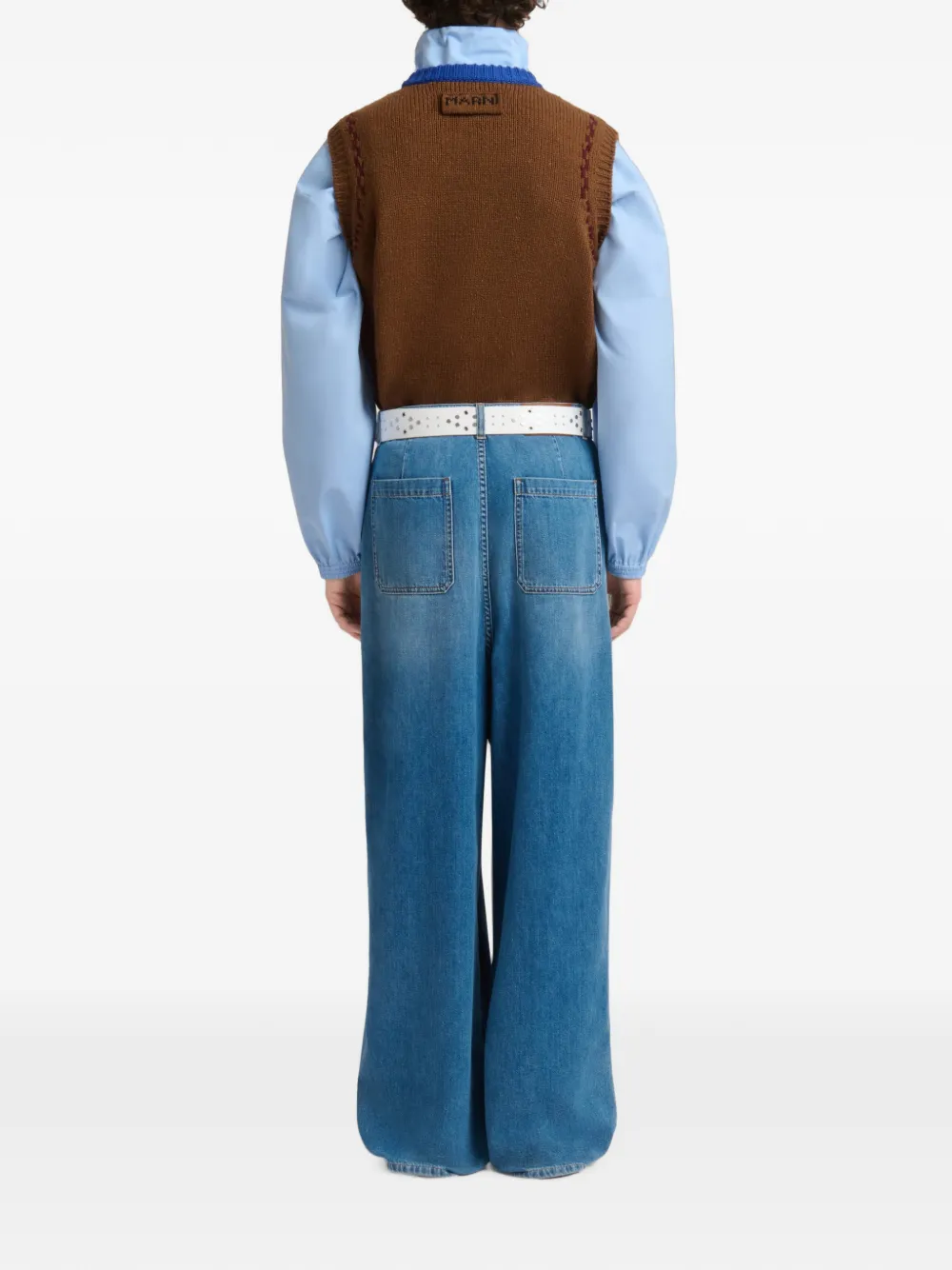 Marni Blauwe denim broek met dubbele plooien