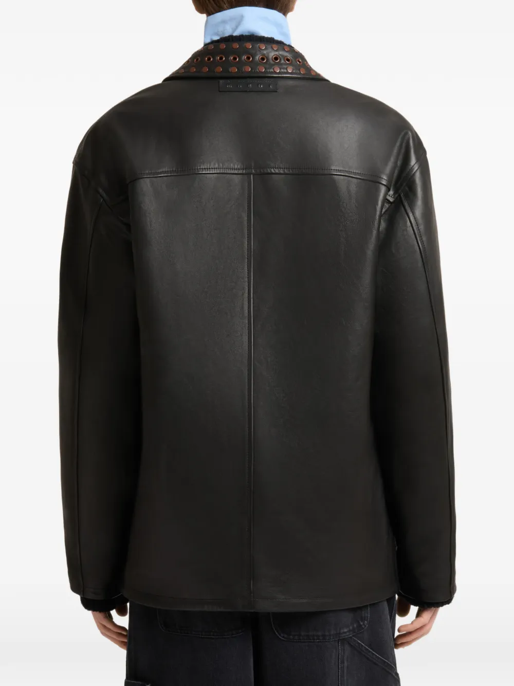 Marni Zwart leren jack met studs
