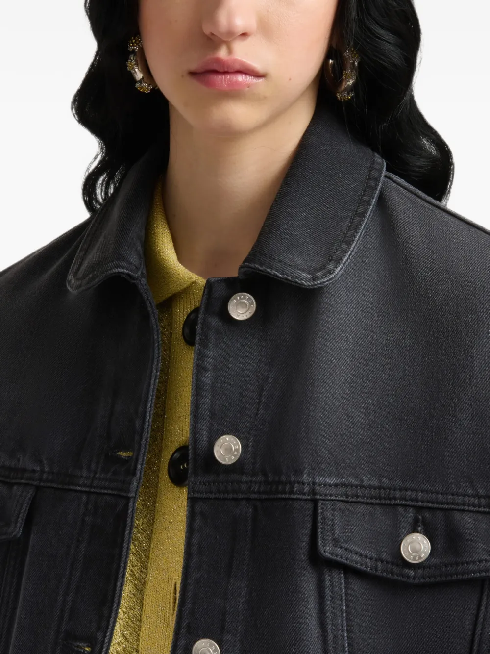 Marni Zwart denim jack met martingale