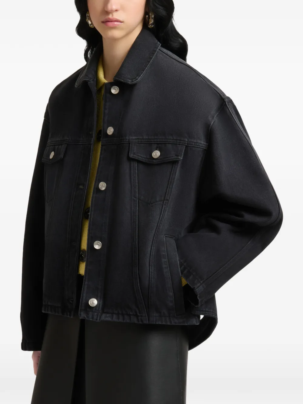 Marni Zwart denim jack met martingale