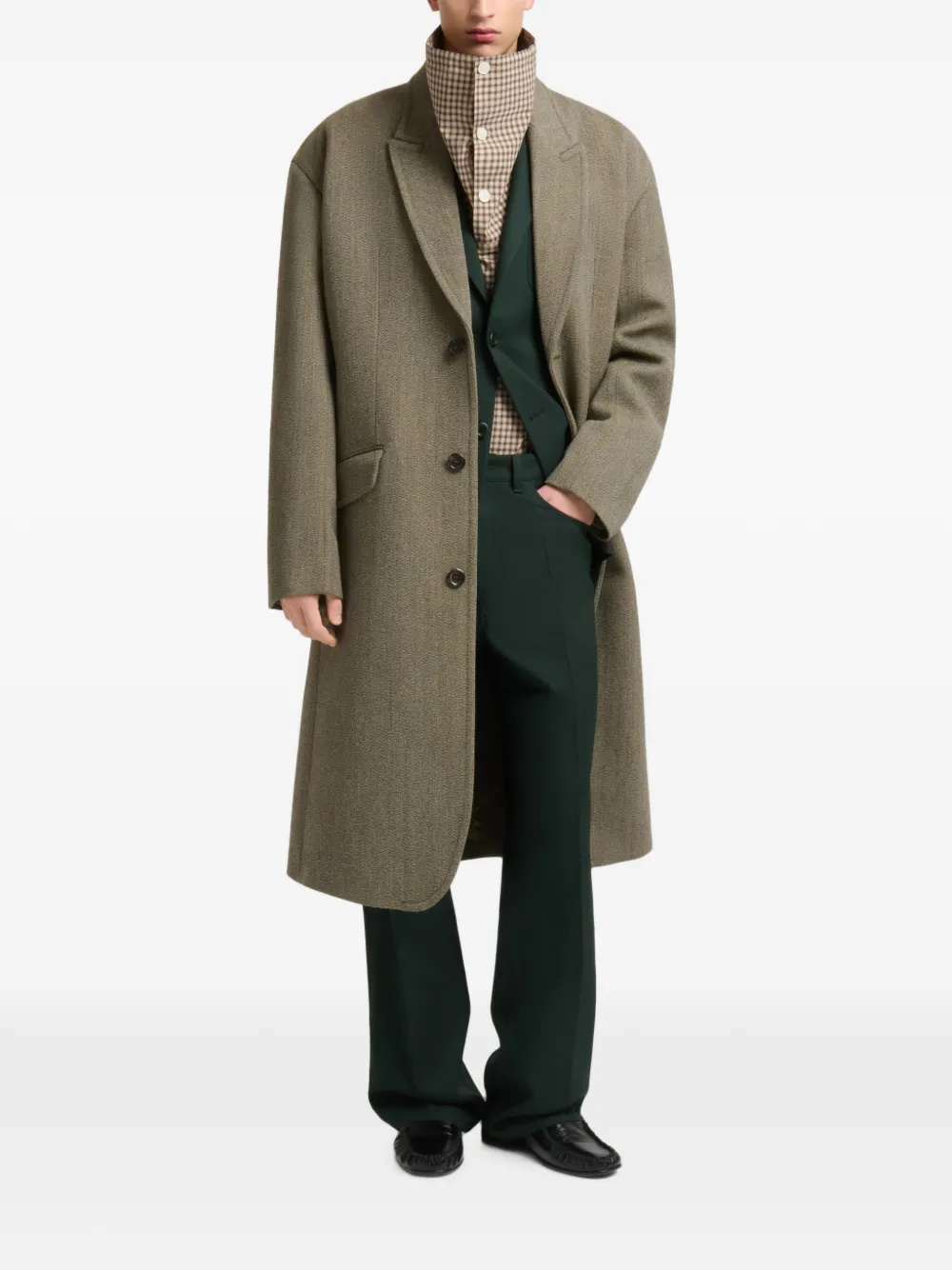 Marni Martingale tweed jas Bruin