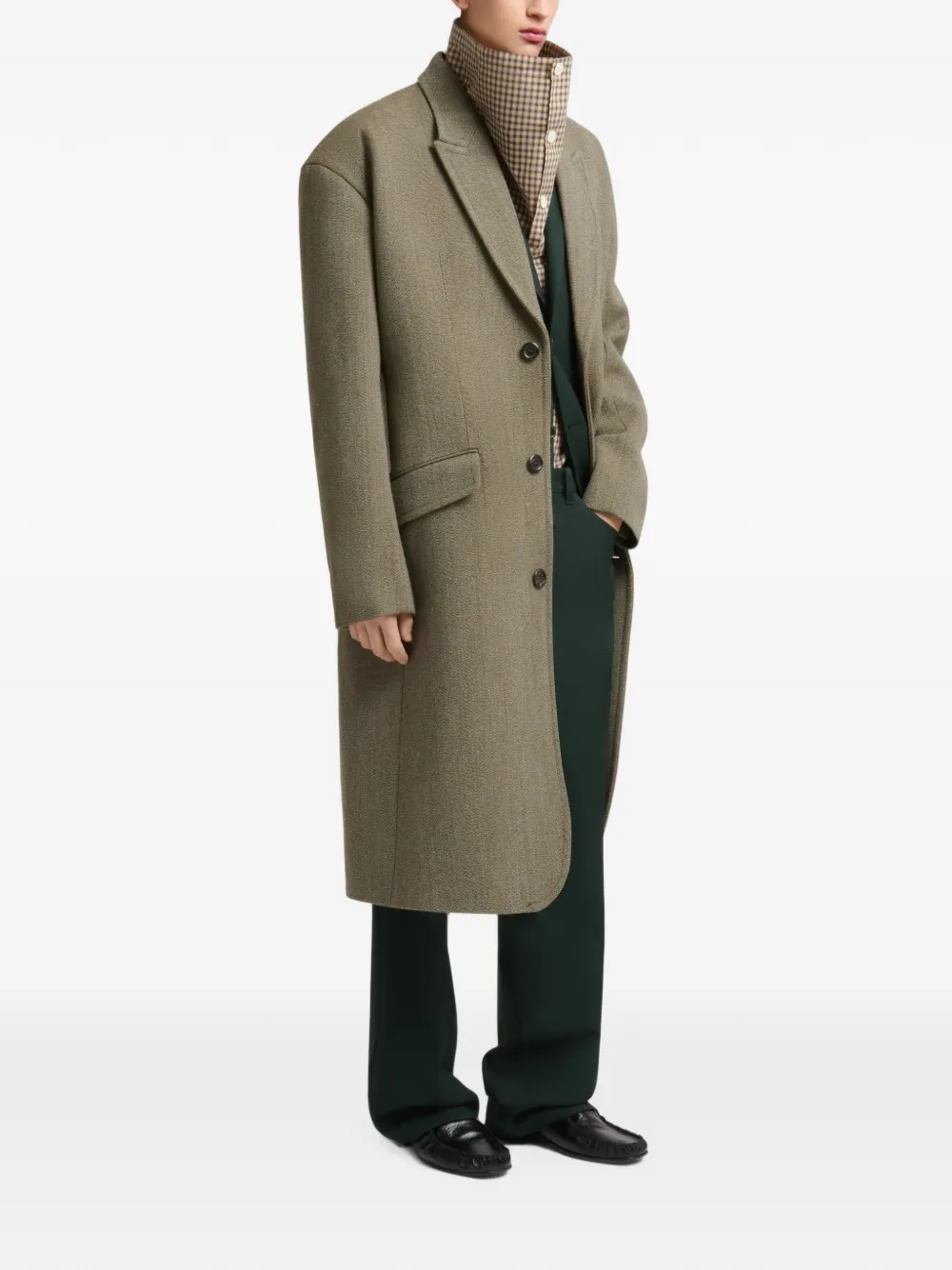 Marni Martingale tweed jas Bruin