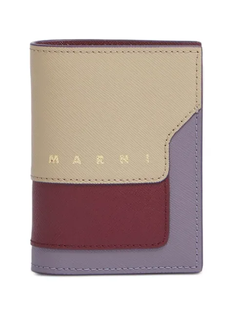 Marni taupe, ruby and purple saffiano-leather bifold wallet