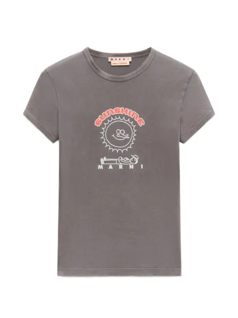 Marni grey cotton T-shirt with sunshine print