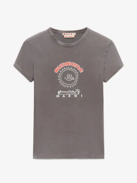 Marni grey cotton T-shirt with sunshine print