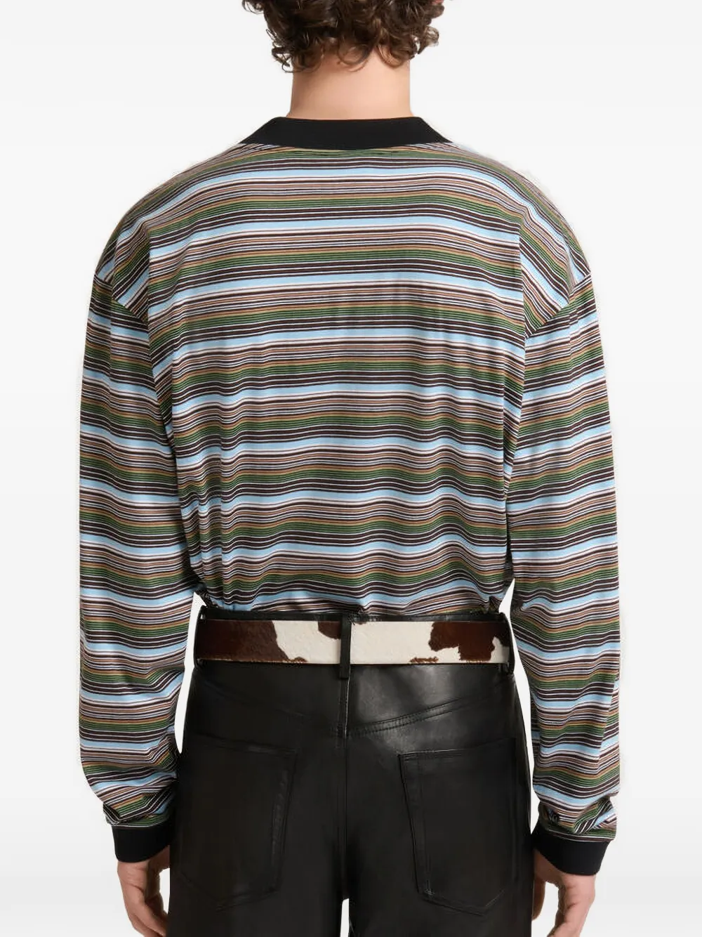 Marni Gestreept T-shirt met borduurwerk Bruin