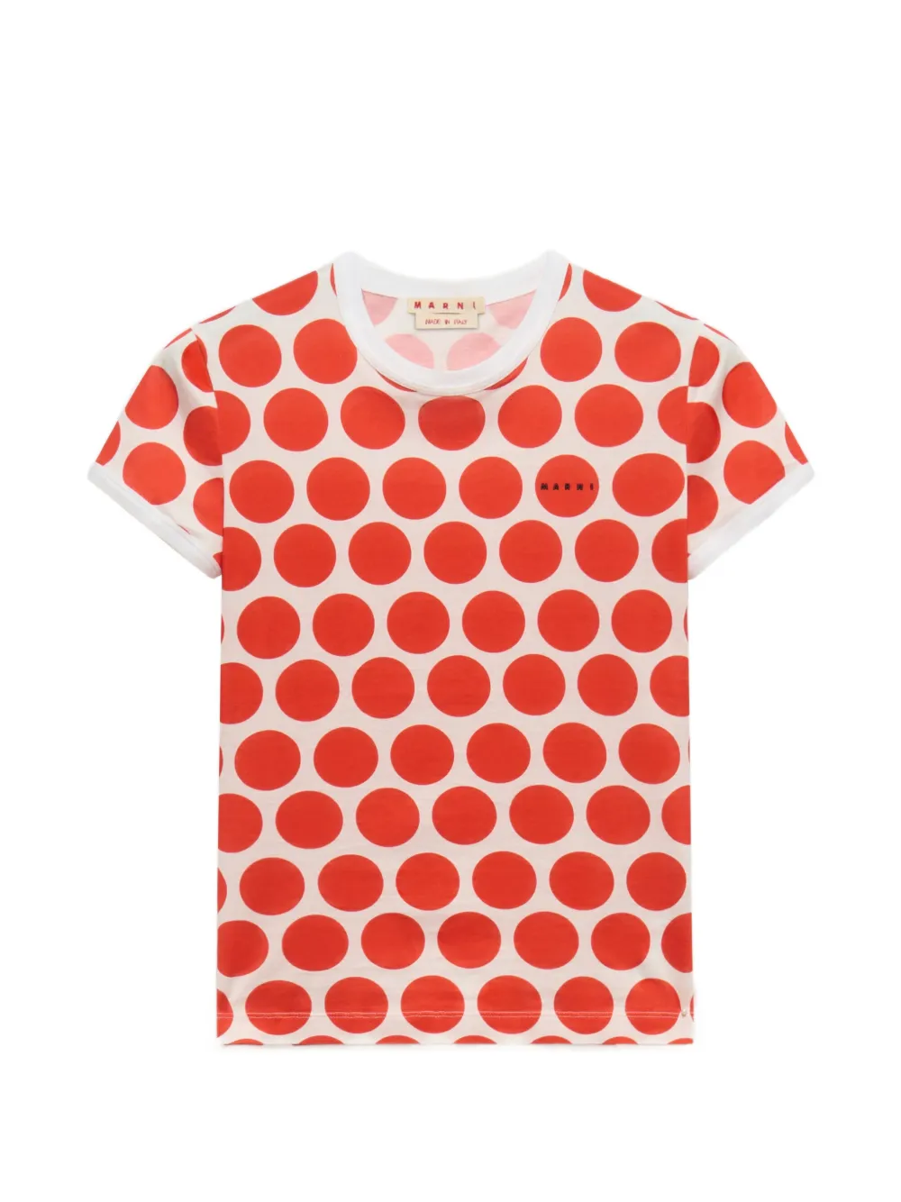 Marni Weißes T-Shirt mit Polka-Rhythmus-Print - Rot