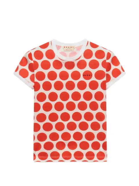 Marni white cotton T-shirt with polka rhythm print