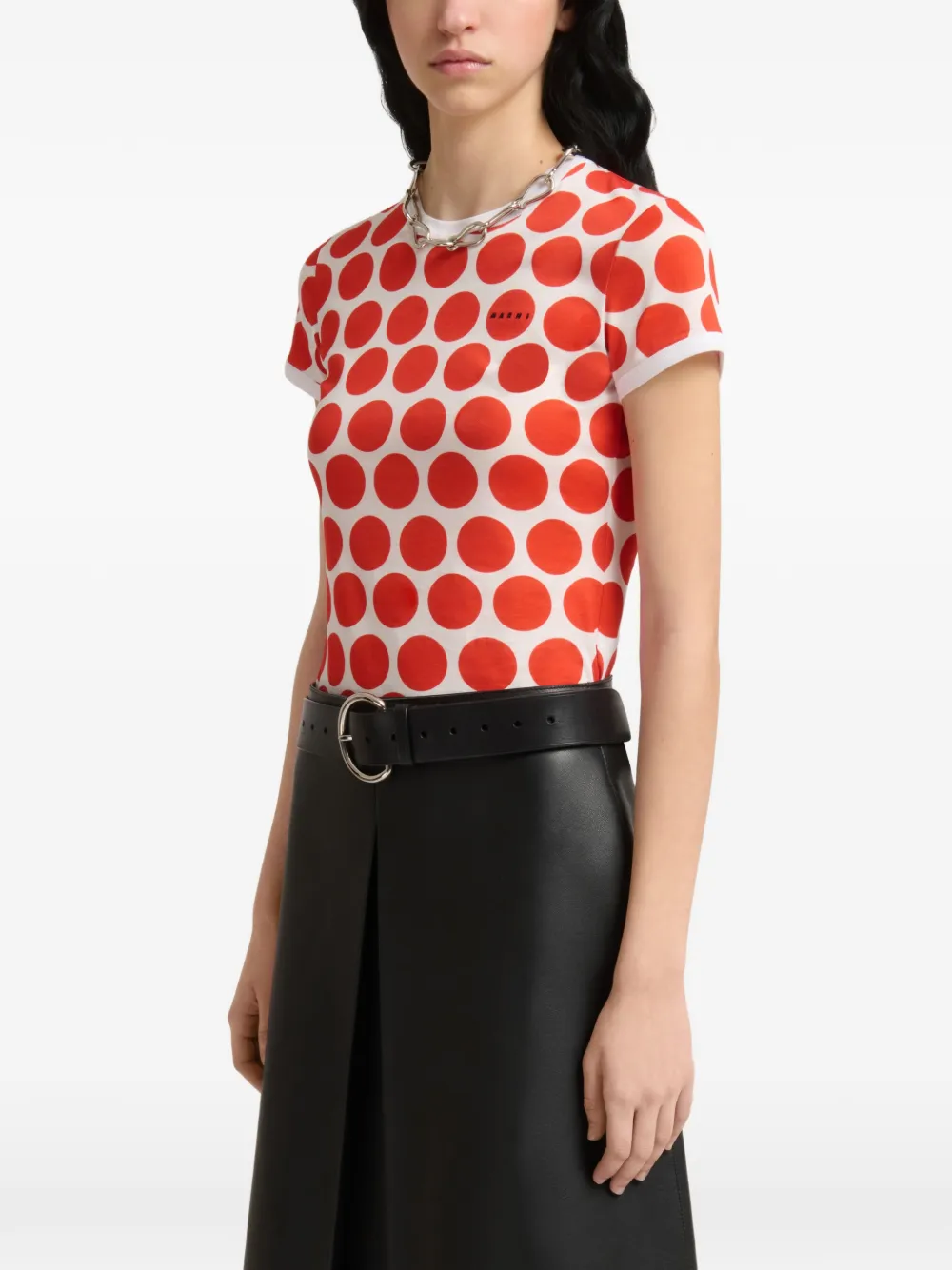 Marni Katoenen T-shirt met Polka Rhythm-print Rood