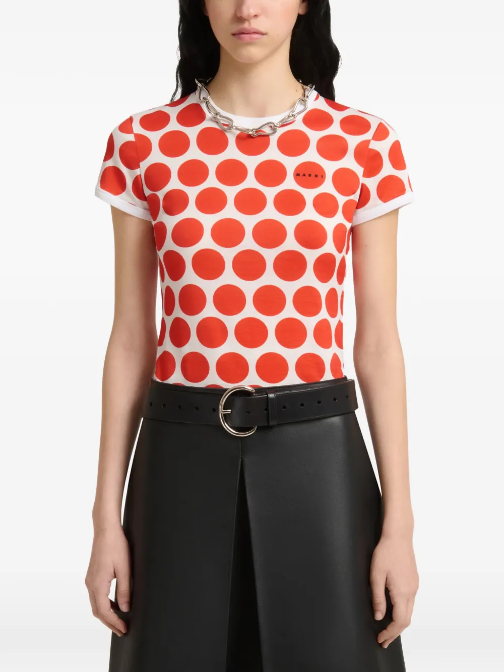 Marni Katoenen T-shirt met Polka Rhythm-print Rood