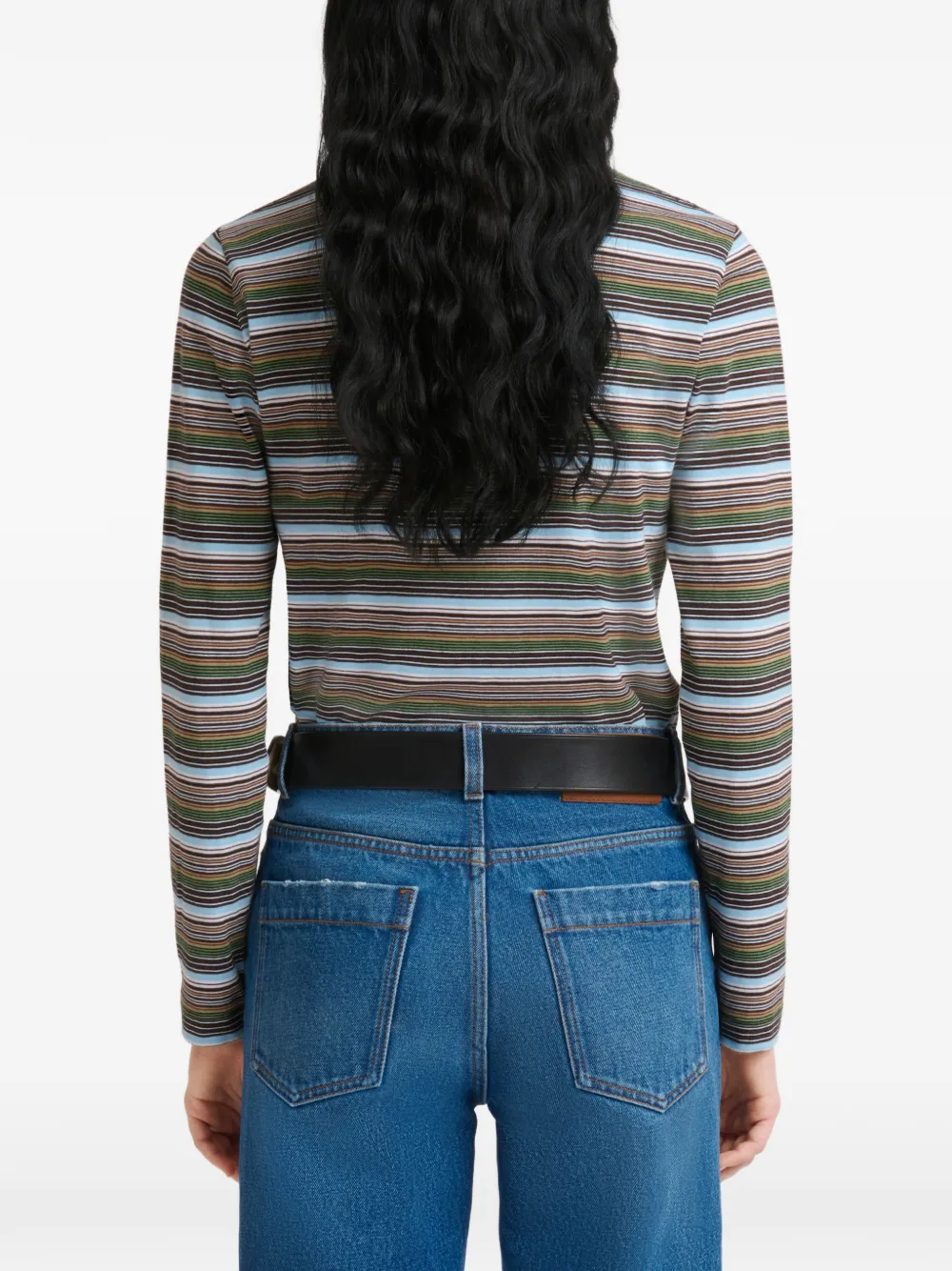 Marni Meerkleurig gestreept jersey poloshirt Bruin
