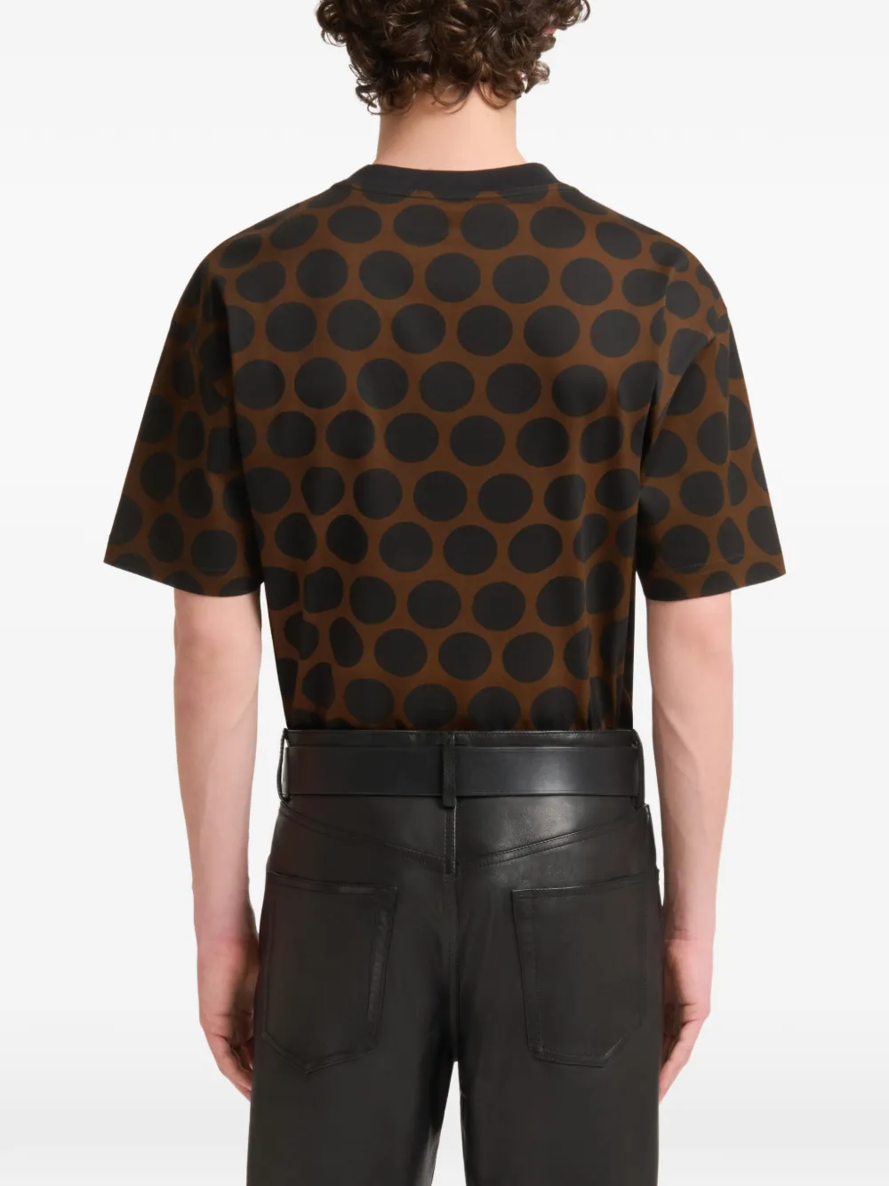 Marni Bruin katoenen T-shirt met Polka Rhythm-print