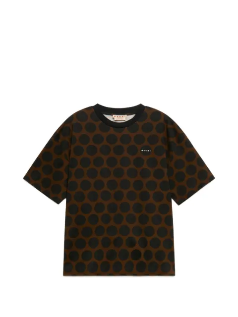 Marni t-shirt en coton marron à imprimé Polka Rhythm