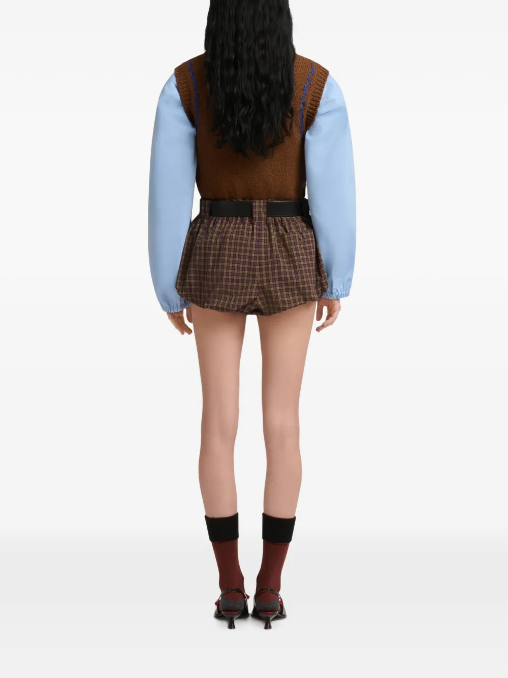 Marni Popeline geruite shorts Bruin
