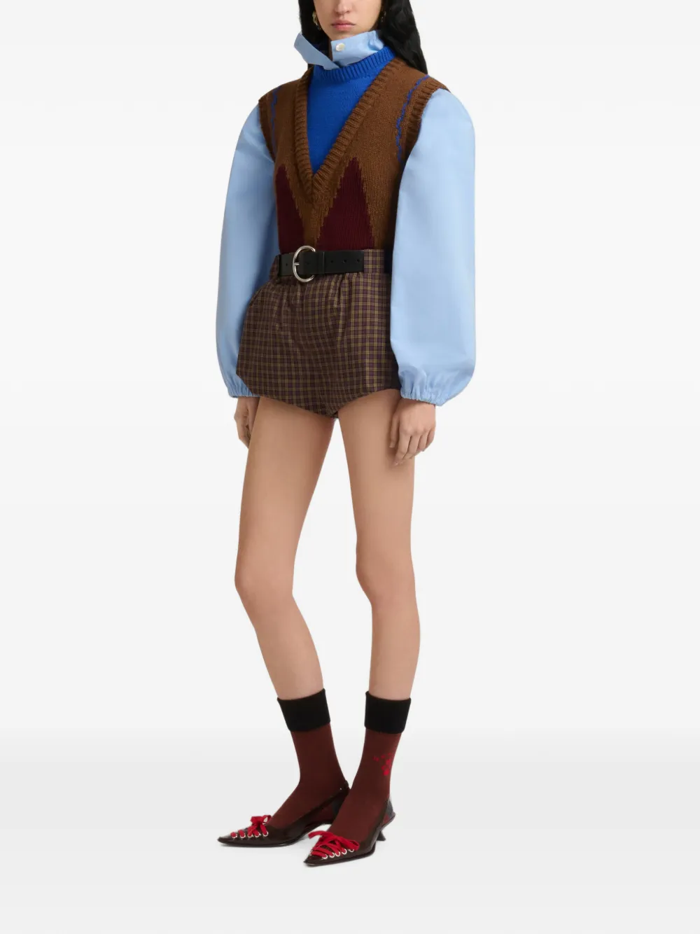 Marni Popeline geruite shorts Bruin