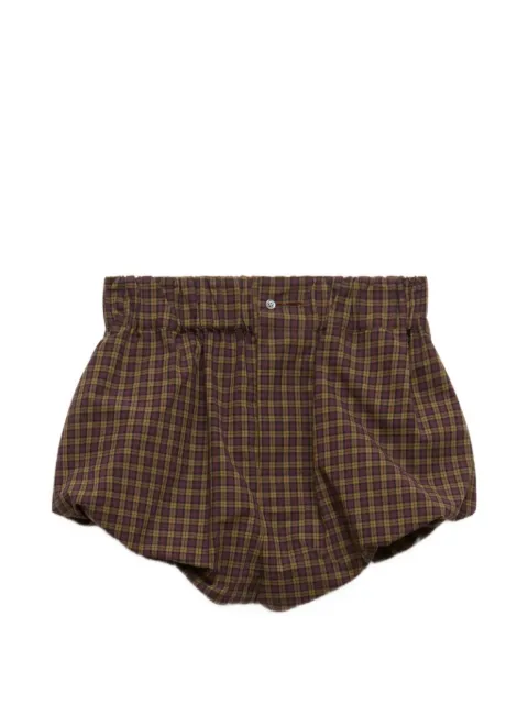 Marni purple poplin-bloomers with checked pattern