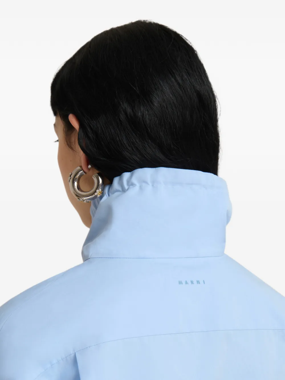Marni Lichtblauwe popeline blouse met hoge hals
