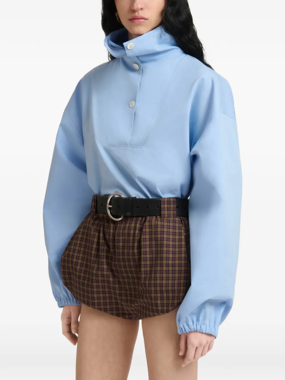 Marni Lichtblauwe popeline blouse met hoge hals