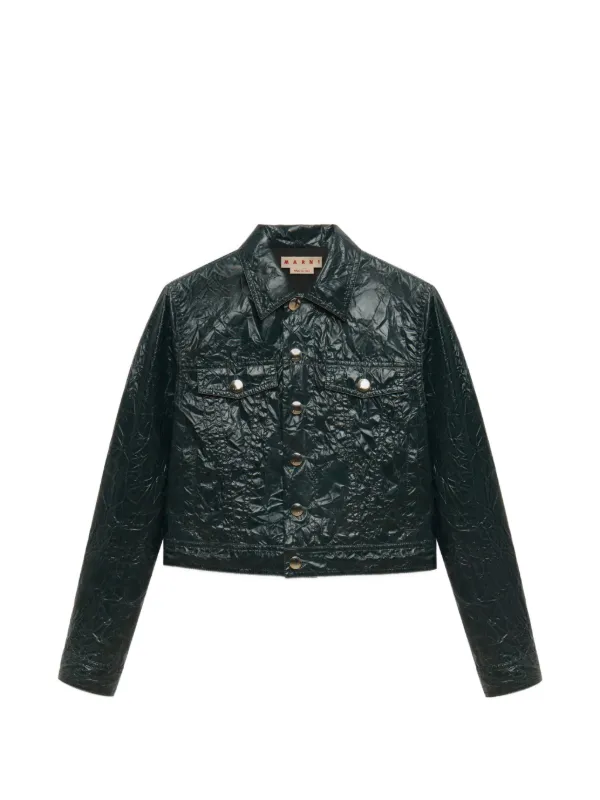 Marni Crinkled-finish Jacket in Green