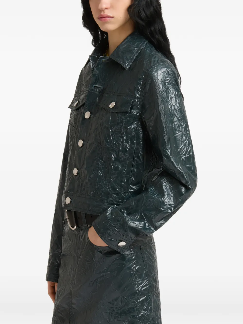 Marni Shirtjack met gekreukte afwerking Groen