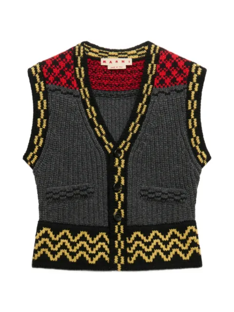 Marni gilet jacquard à garniture géométrique