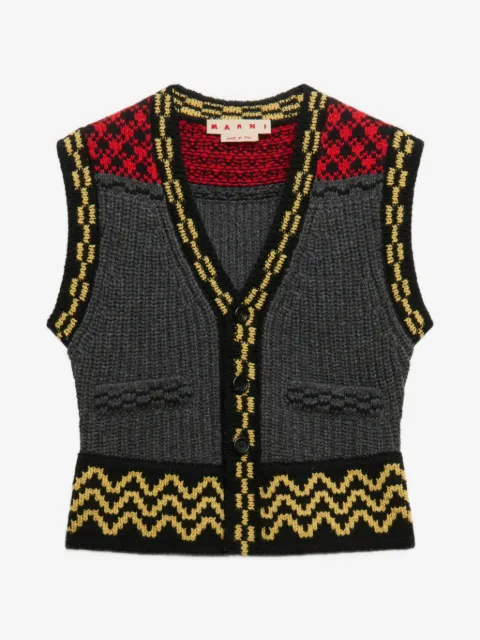Marni jacquard-knitted geometric-trim waistcoat