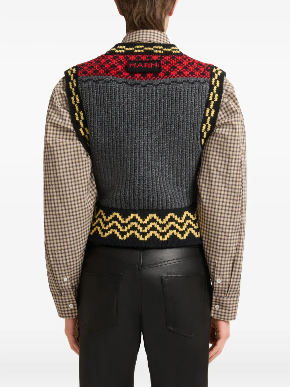 Marni Jacquard gebreid gilet met geometrische afwerking Grijs