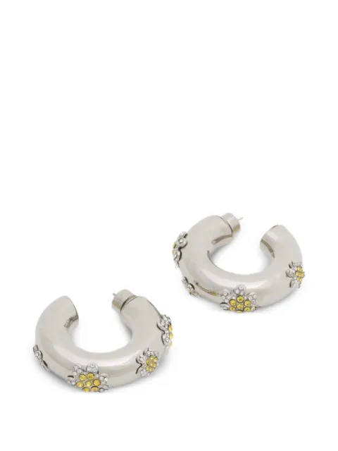 Marni yellow rhinestone-daisy hoop earrings
