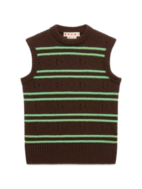 Marni brown cashmere vest with openwork knit
