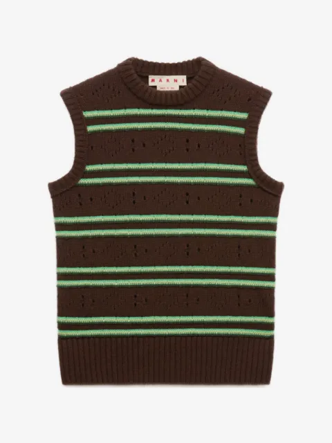 Marni brown cashmere vest with openwork knit