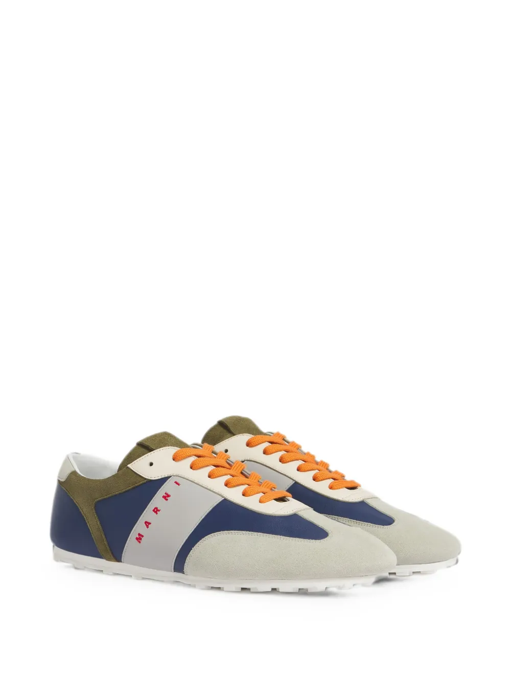Marni panelled suede-trimmed sneakers Beige