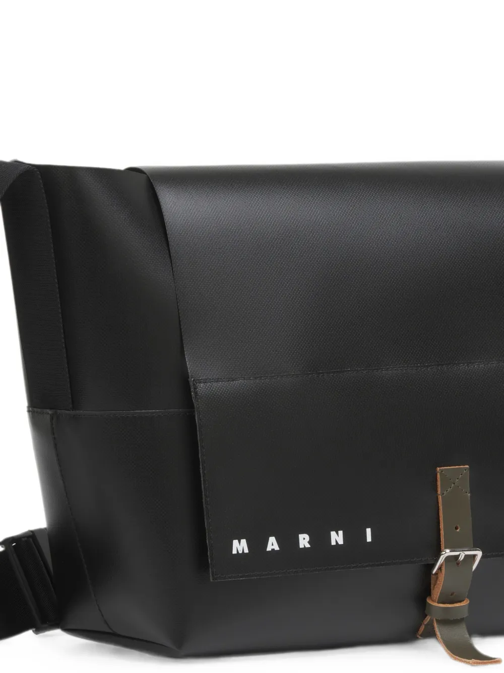 Marni Messengertas met gespsluiting en logo-print Zwart