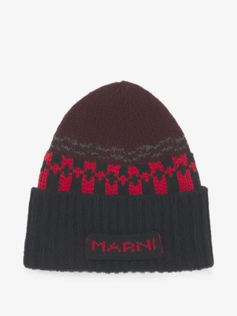 Marni bonnet en laine rouge à motif géométrique