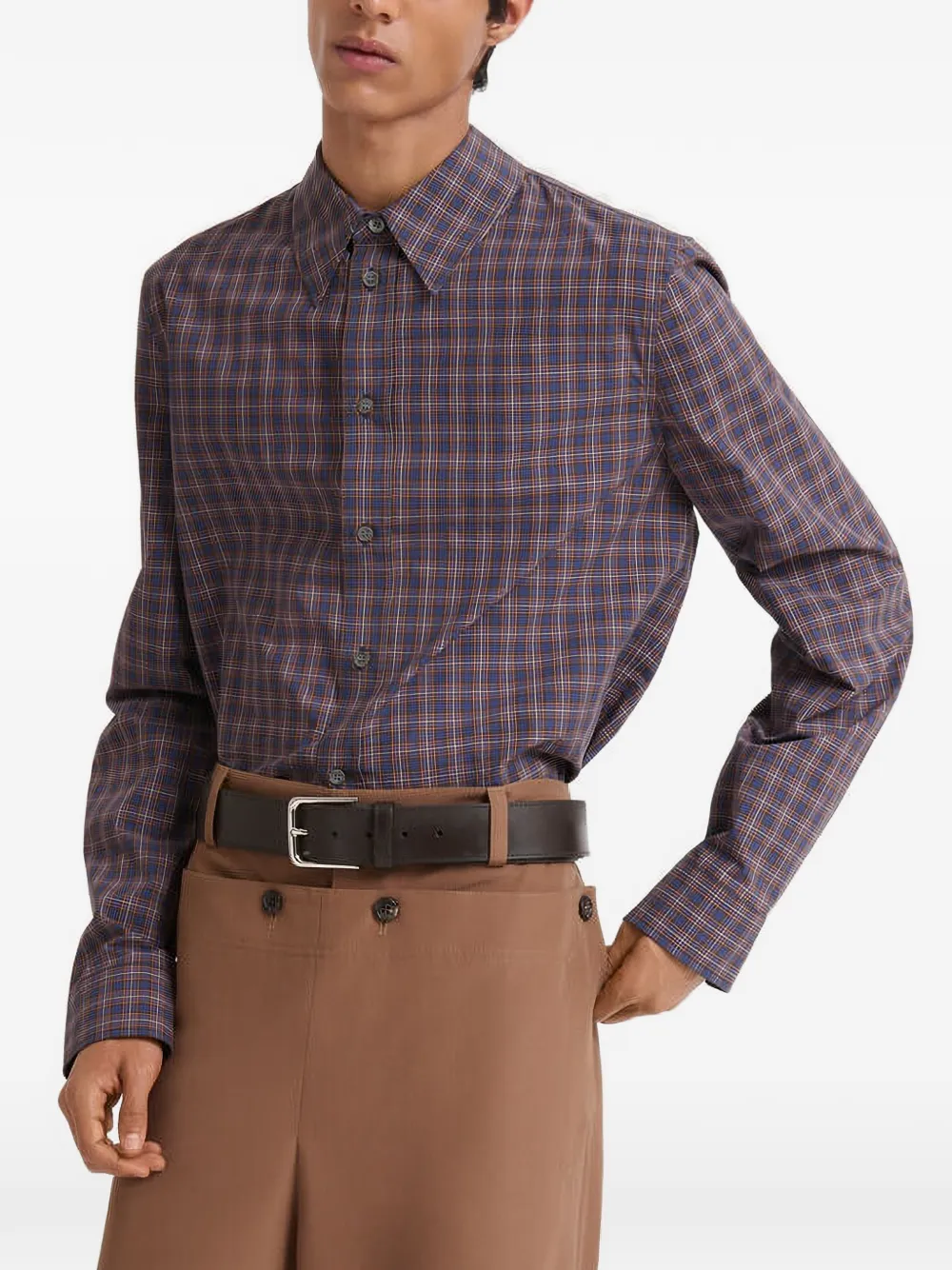 Marni Geruit katoenen overhemd Blauw