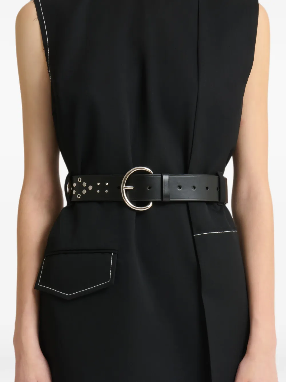 Marni Leren riem met metalen studs Zwart