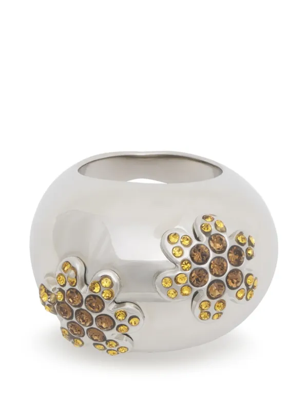 Marni Orange-rhinestone Daisy Ring in Silver